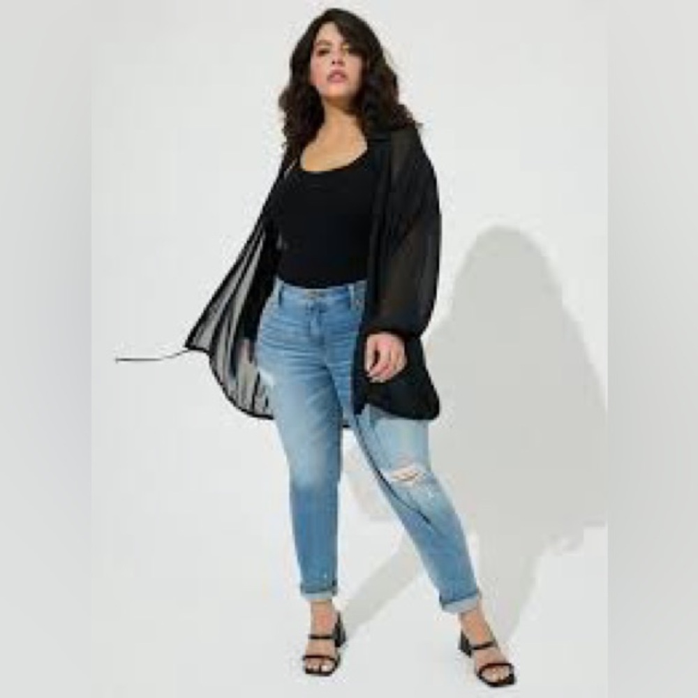 Torrid chiffon shirt kimono sheer black NWT